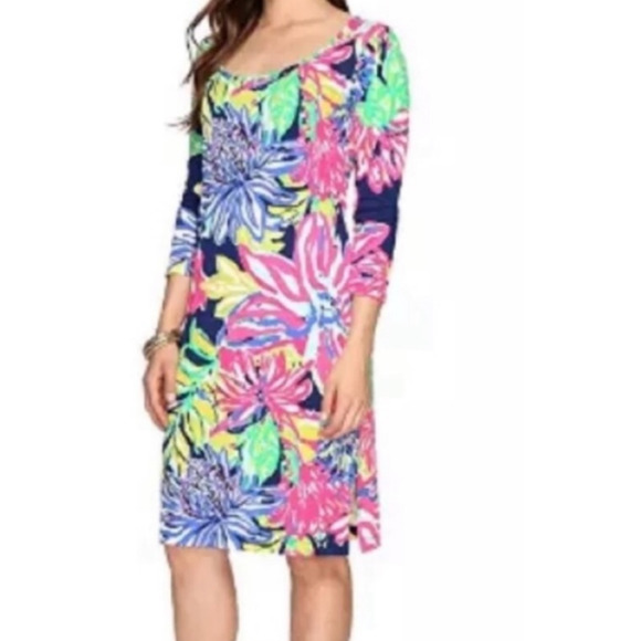 Lilly Pulitzer KENZIE Sz M Dress Rare Travelers Palm Pattern - Picture 4 of 8